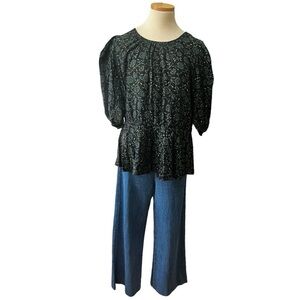 Anthropologie Meadow Rue Peplum Floral Blouse, size XL